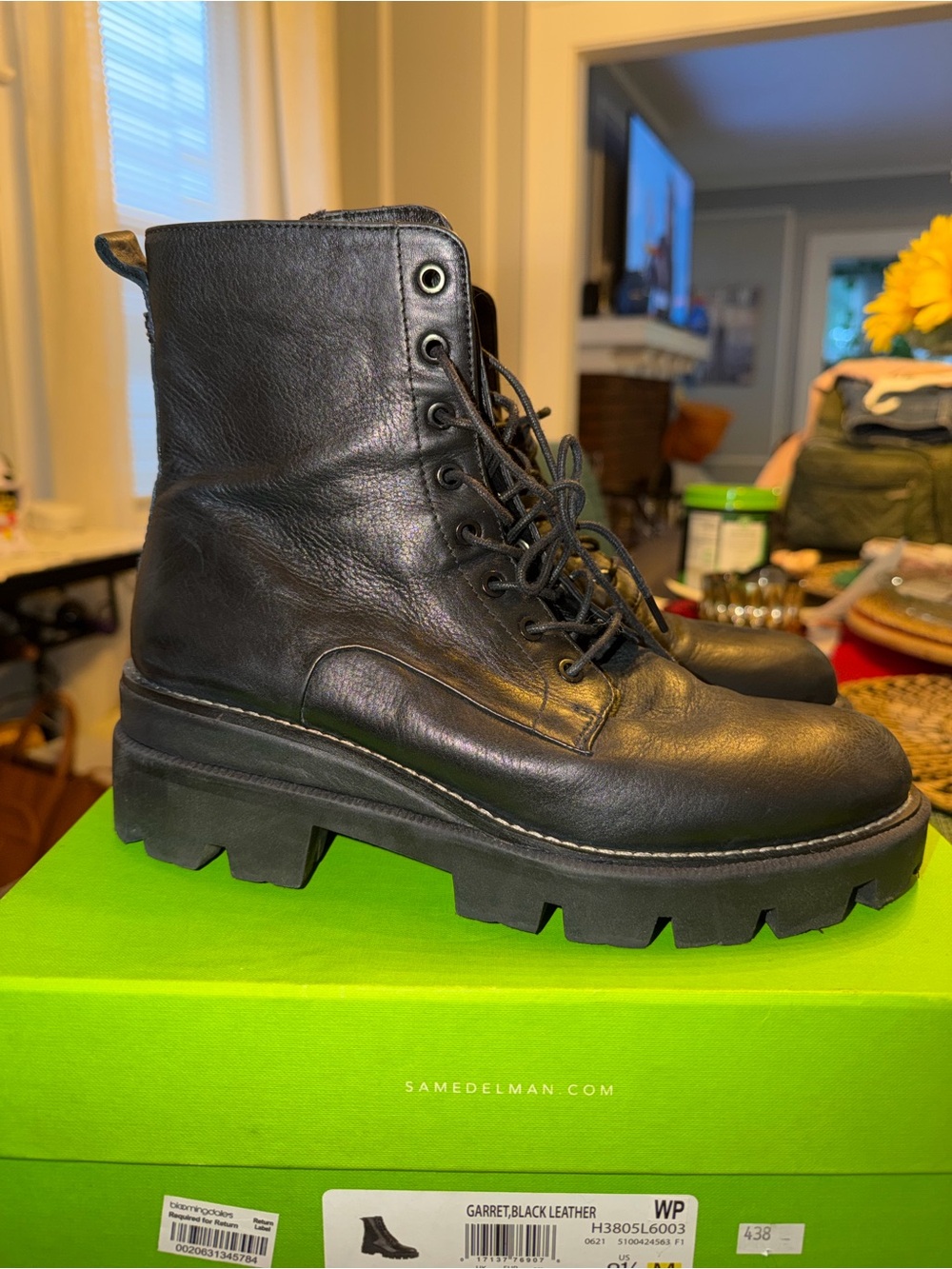 Sam Edelman Garret Black Leather Combat Boots â Size 8.5M